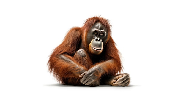 Isolated orangutan on white background