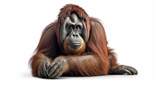 Isolated orangutan on white background