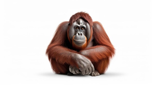 Isolated orangutan on white background