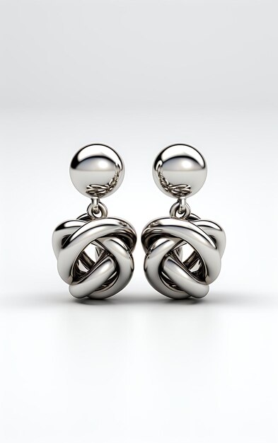 Isolated of Orb Knot Knot Earrings Rhodium Plated Floating Orb Knots on Design Creative Concept