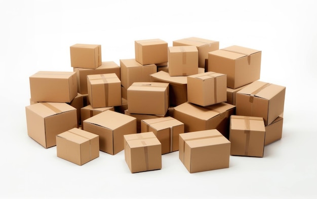 Isolated Packaging Boxes in Focus On White Background