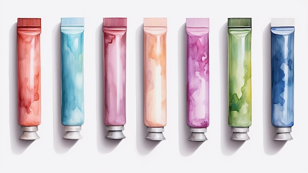 Photo isolated paint tube collection