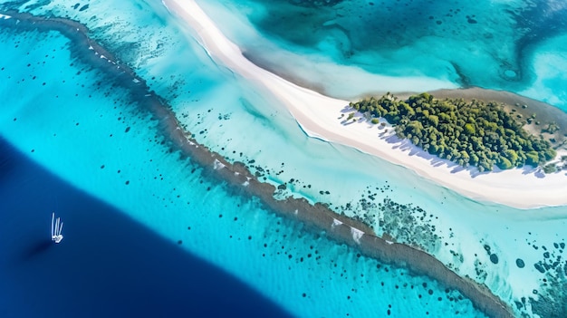 Isolated Paradise Captivating Aerial View of a Small Island in the Middle of the Ocean with GenerativeAI