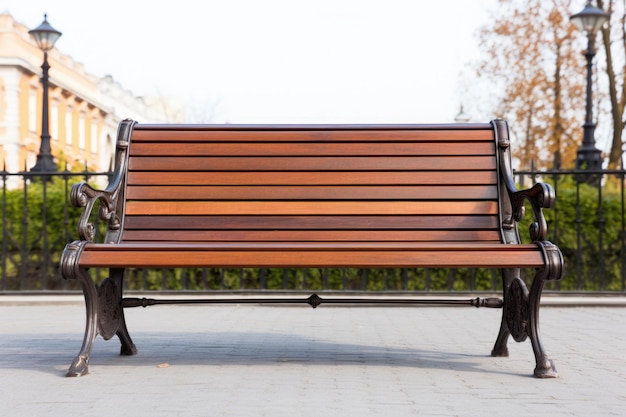 Isolated Park Bench Wooden Seat Object for Leisure in Decorative Retro Style