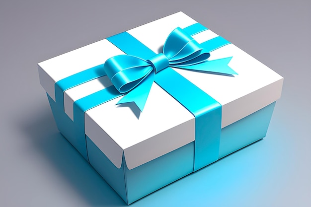 Isolated pastel blue gift in 3d render style