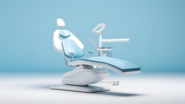 Изолированные пастельно-голубые ортодонтические стоматологические кресла для детей на фоне чирка