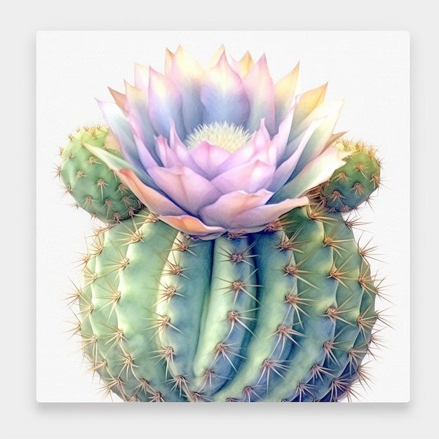 Isolated Pastel Cactus on White Background