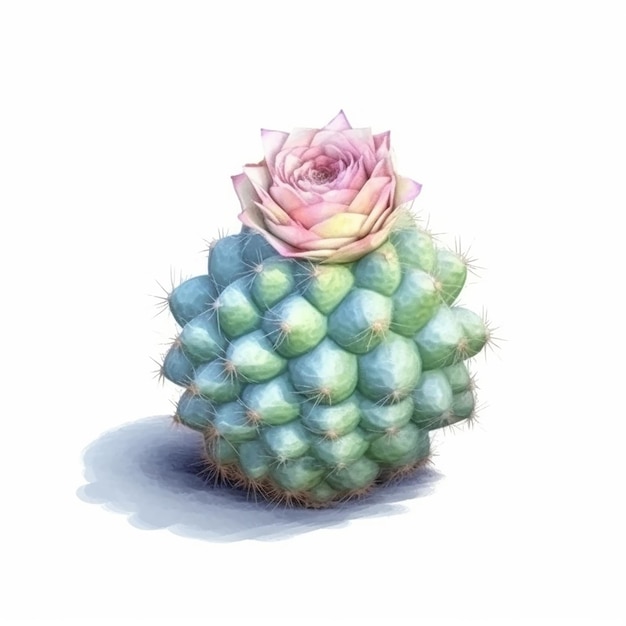 Isolated Pastel Cactus on White Background