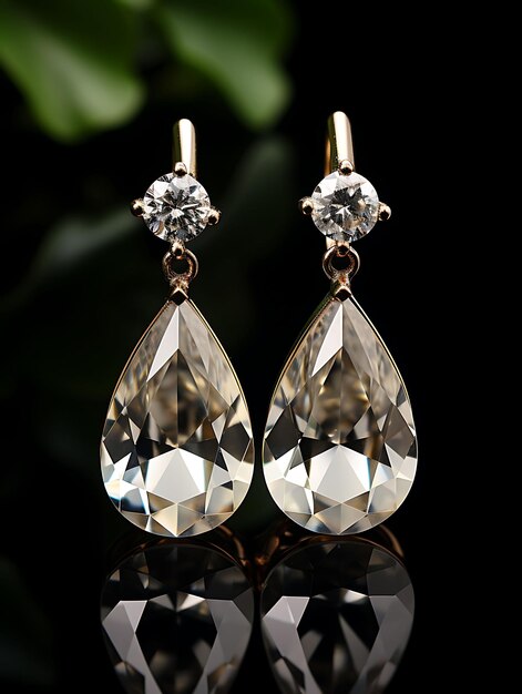 Isolated of Pearl Teardrop Earrings 18K Yellow Gold Teardrop Shapes Topp Design Creative Concept