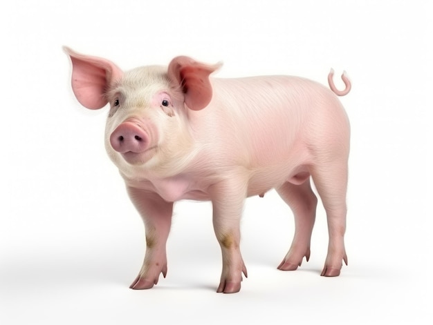 Isolated Pig on White Background AI Generated