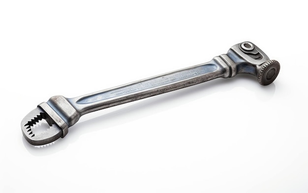 Isolated Pipe Wrench in a Minimal Setting On White Background