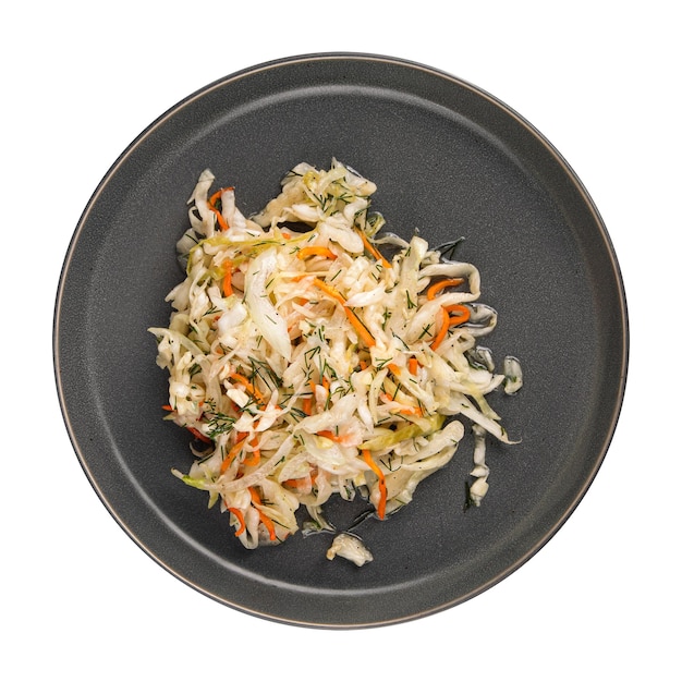 Isolated plate of sauerkraut cabbage