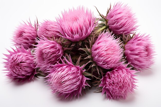 Photo isolated png milk thistle flowers
