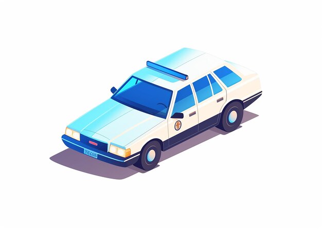 Isolated Police Car on White Background