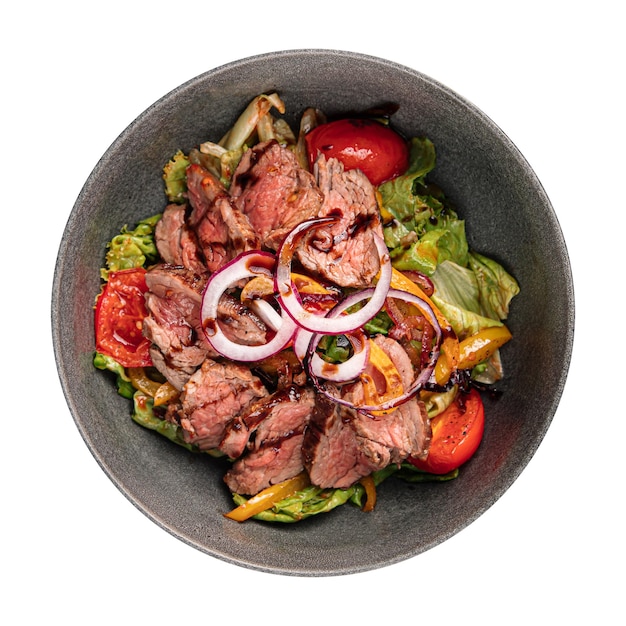 Isolated portion of roast beef salad