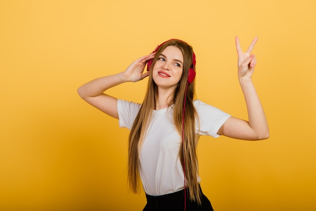 Isolated portrait of happy woman smiling