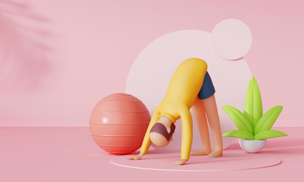 Isolated Practicing Yoga 3D Illustration