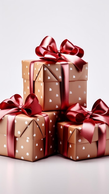 Isolated presents boxes on white Evoke holiday spirit Valentine's Day affection Vertical Mobile