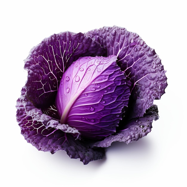 Isolated of a Purple Cabbage Leaf on White Backgrou Leaf Decoration on White Background