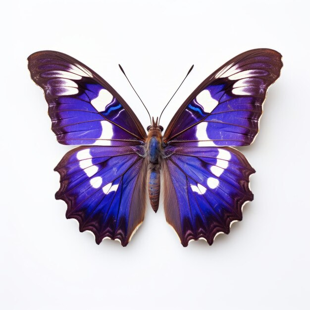 Photo isolated purple striped butterfly on white background