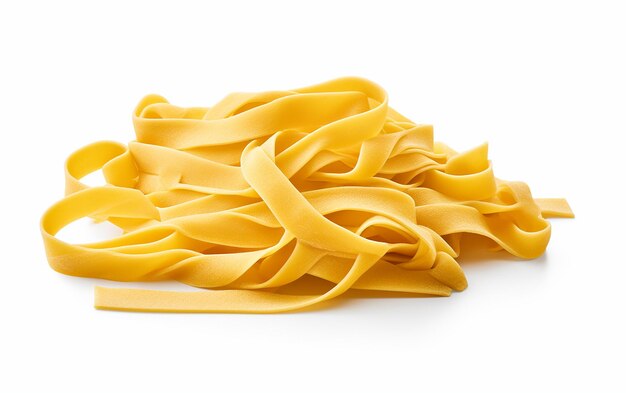 Isolated Raw Fettuccine Pasta on White Background