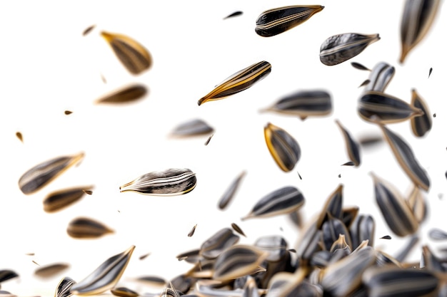 Photo isolated raw sunflower seeds on white background