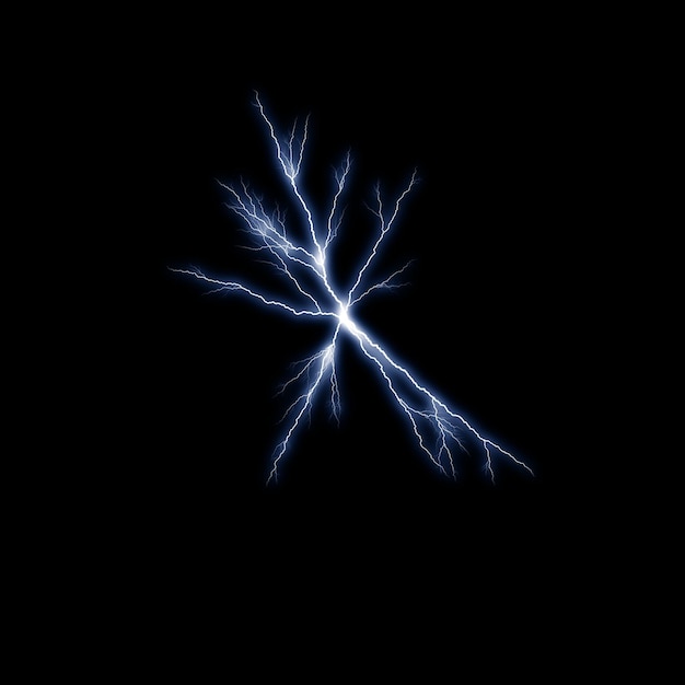 Isolated realistic electric flash visual effect on black night background