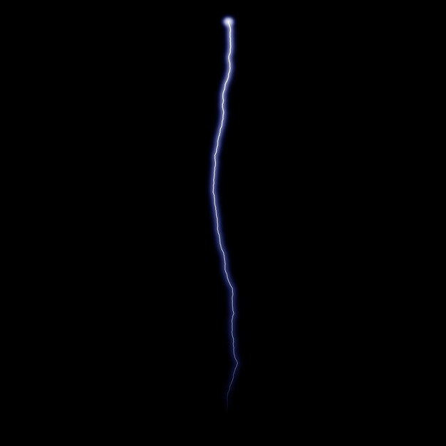 Фото Изолированный реалистичный электрический визуальный эффект удара молнии на фоне черной ночи