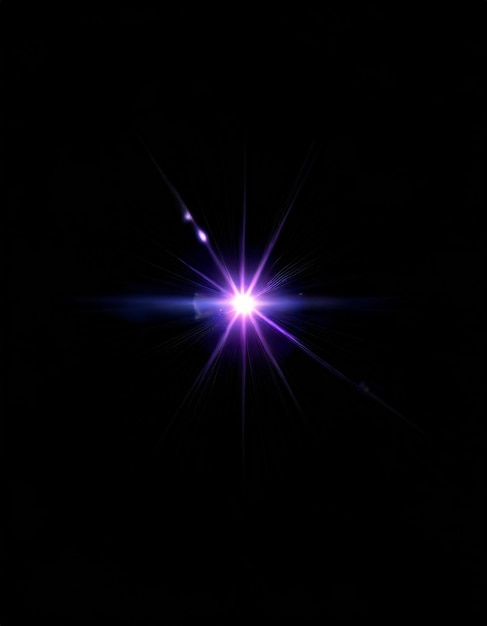 Foto effetto visivo di flare dell'obiettivo realistico isolato sullo sfondo notturno nero stella spaziale
