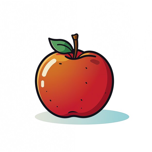 Photo isolated red apple cartoon sticker icon logo jpg generated ai