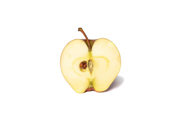 Isolated red apple. Half of a red apple isolated on a white background