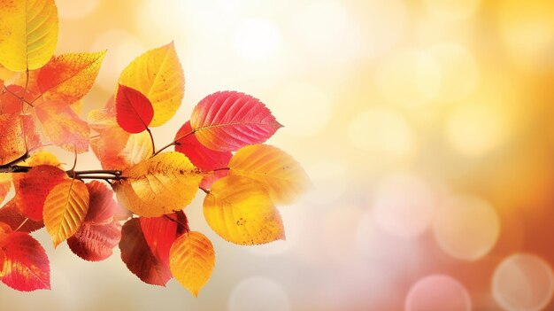 Isolated red autumn leaves in autumn sunlight