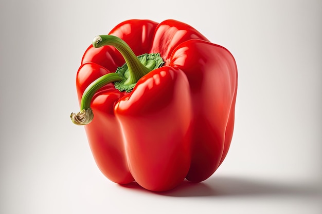 Isolated red bell pepper on a white backdrop