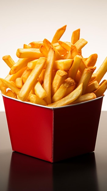 Isolated red box holds delicious fries in a tempting display Vertical Mobile Wallpaper