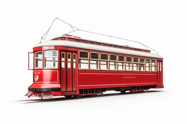 Isolated red cable car on white background with clipping path