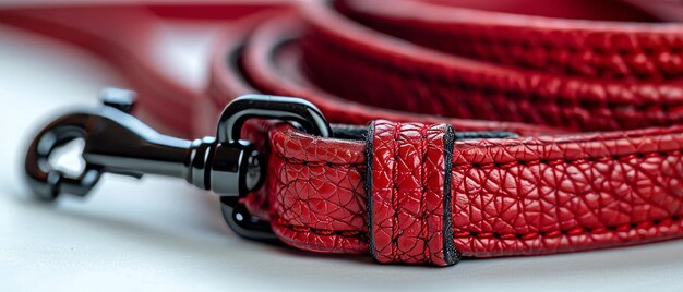 Isolated red dog leash against white background