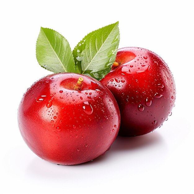 Photo isolated red plum on white background