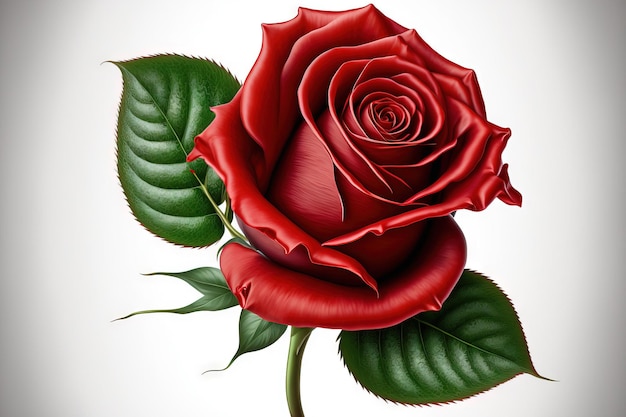 Isolated red rose on white background