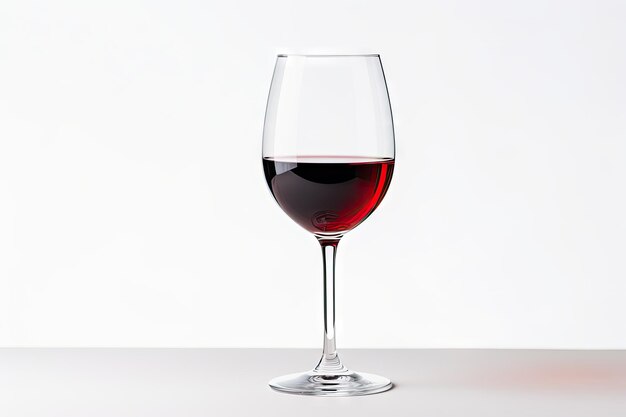 Isolated red wine glass on white background with copy space