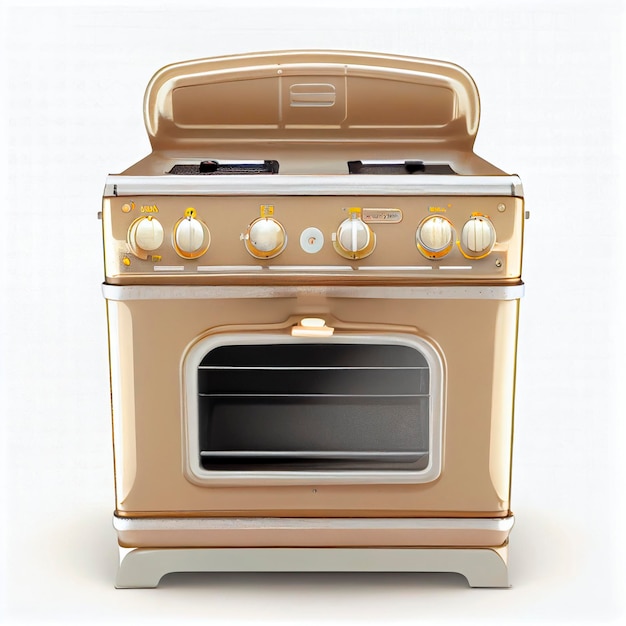 Isolated retro stove with front view on white background