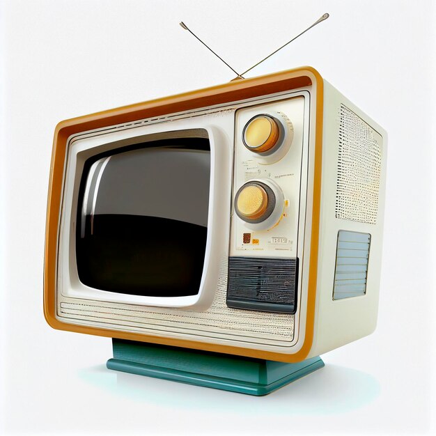 Isolated retro television, retro technology, white background