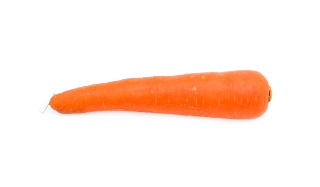 Isolated ripe carrot on white background close up