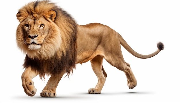 Photo isolated running lion with clipping path