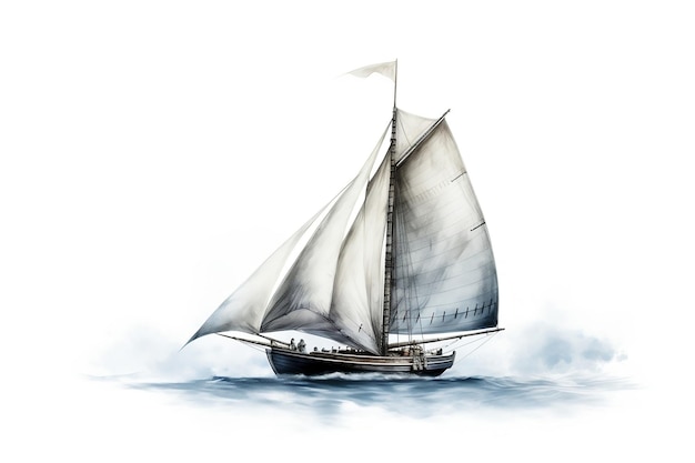 Isolated Sailboat on White Background Generative Ai