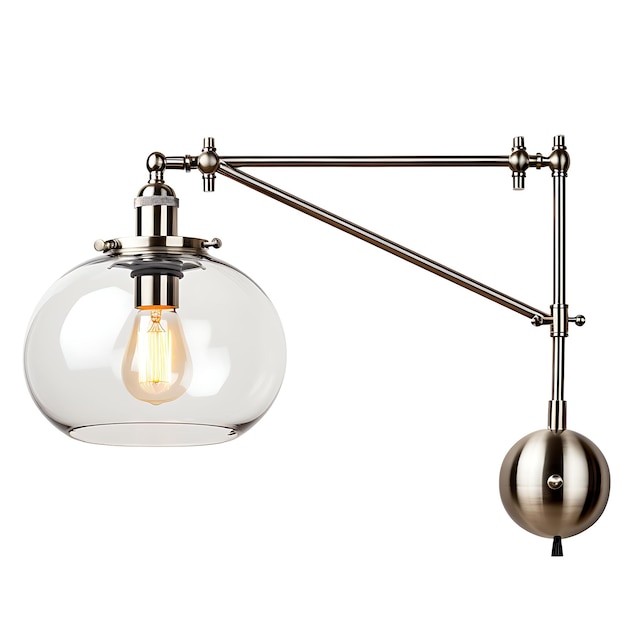 Isolated of Satin Nickel Swing Arm With Pendant Lamp Globe Clear Lamp Co Content Creator Podcast