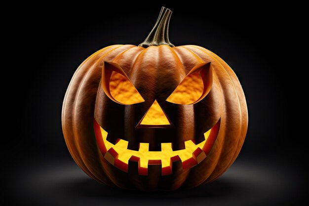 Isolated scary Jack O Lantern for Halloween on a white background