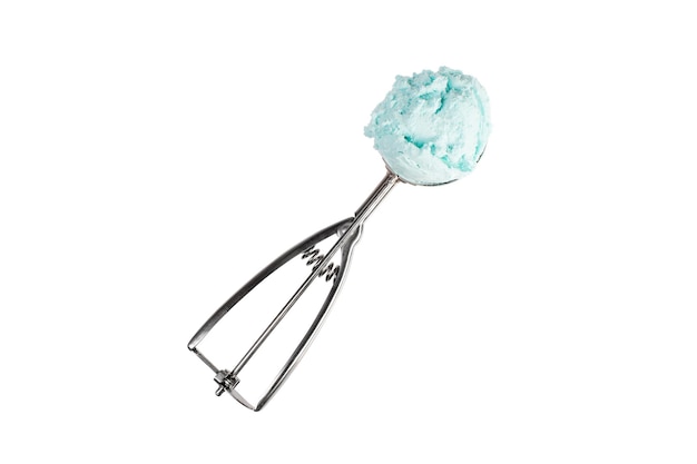 isolated scoop of turquoise ice cream isolated
