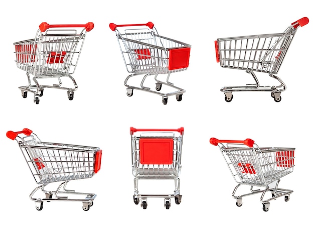 isolated shopping cart on the white