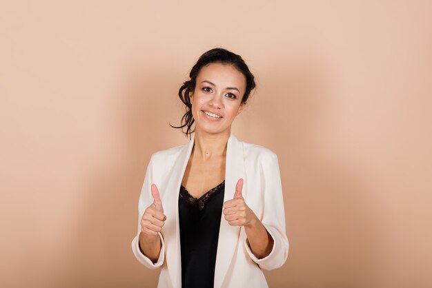 An isolated shot of a happy black businesswoman