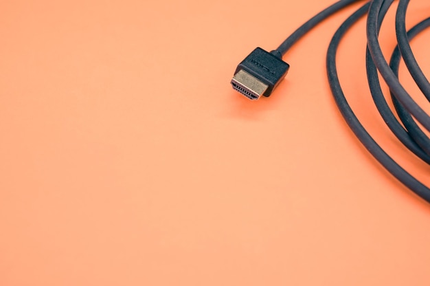 Isolated shot of the HDMI cable wire